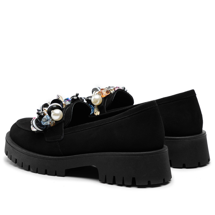 Mokasyny R.Polański 1696 - Czarny Zamsz