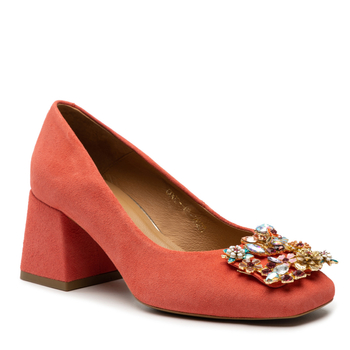 Czółenka R.Polański 1623 - Koralowy Zamsz