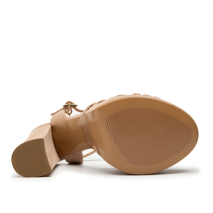 Sandały R.Polański 1666 - Beżowy Zamsz