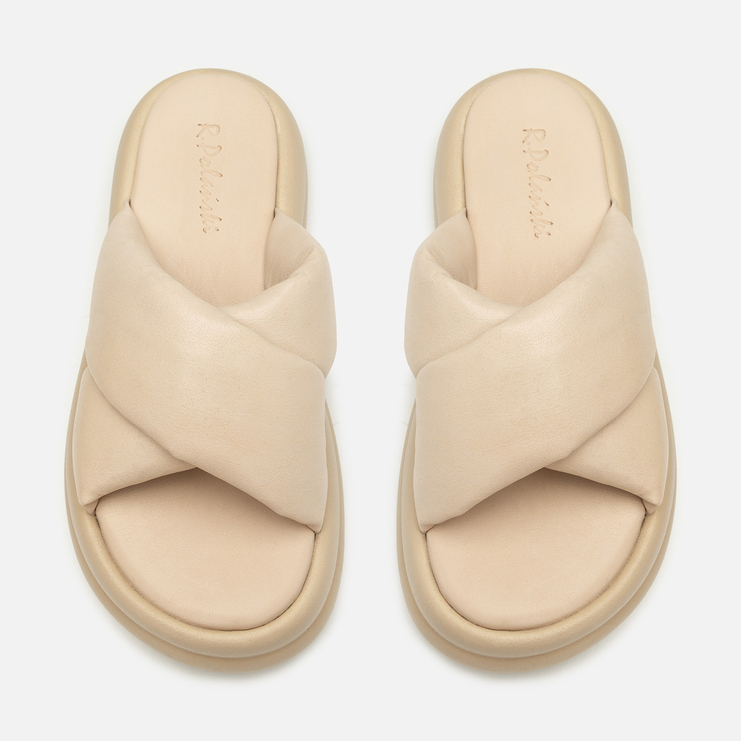 Klapki R.Polański 2198 - Beżowy Lico