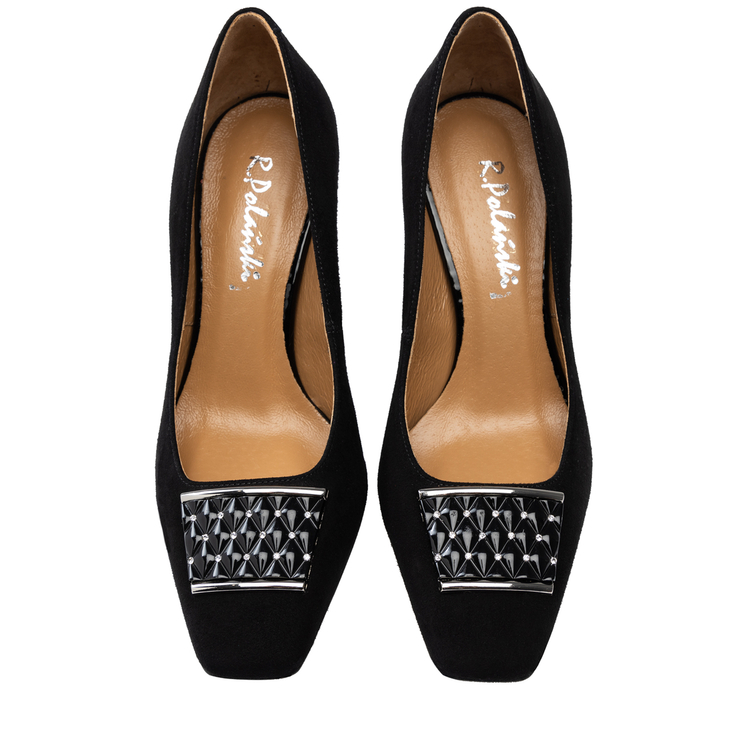 Czółenka 916 - Czarny Zamsz