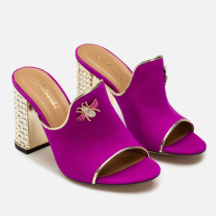 Klapki R.Polański 1007 - Fuksja Zamsz