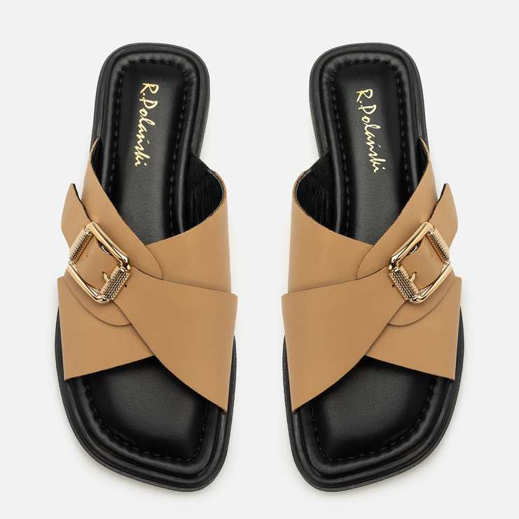 Klapki R.Polański 2205 - Camel Lico