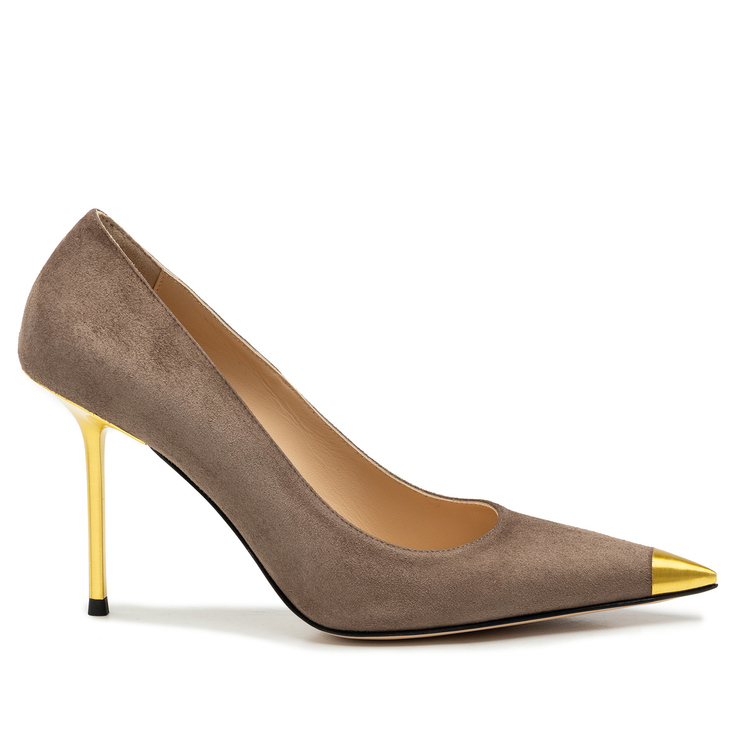 Szpilki R.Polański 2074 - Cappuccino Zamsz