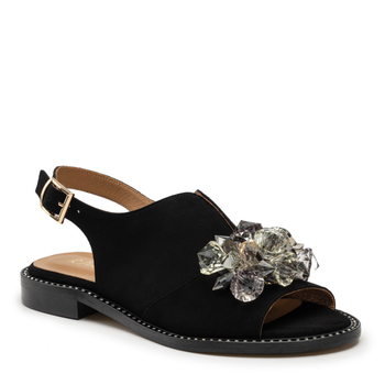 Sandały R.Polański 1500 - Czarny Zamsz