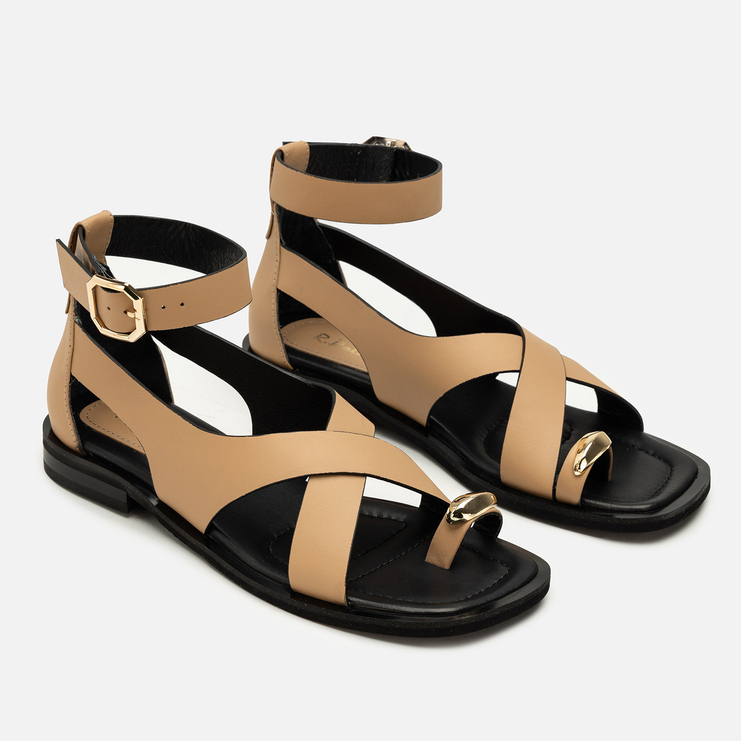 Sandały R.Polański 2183 - Camel Lico