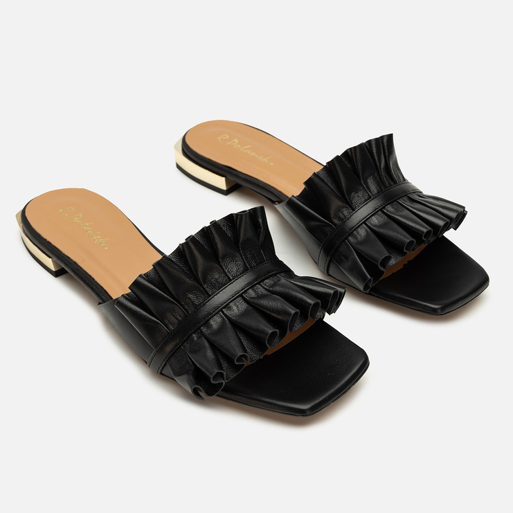 Klapki R.Polański 1282 - Czarny Lico