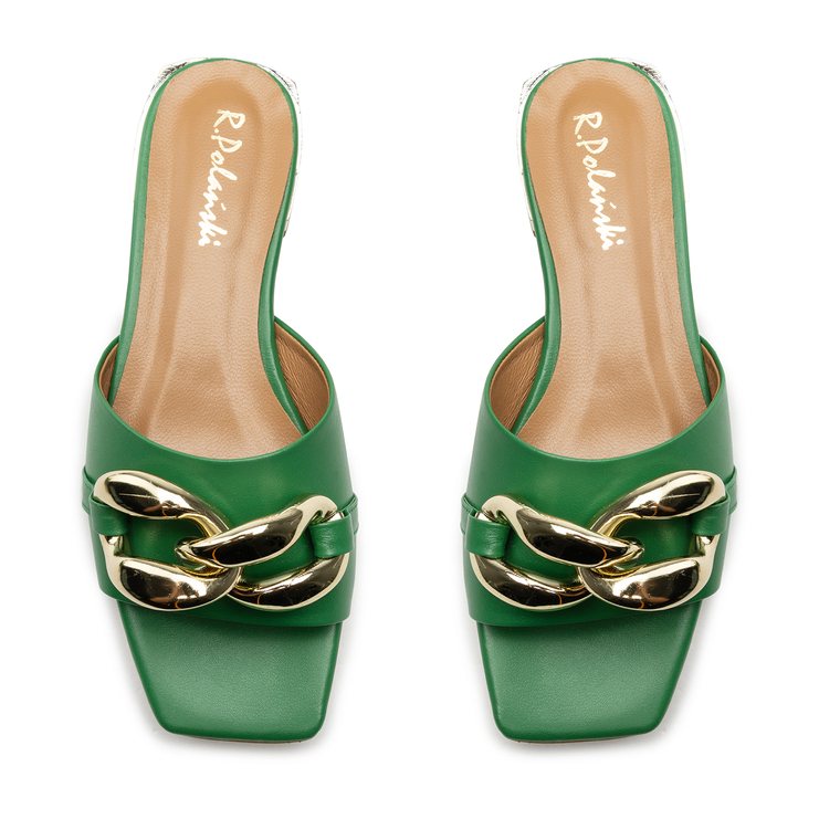 Klapki R.Polański 1271 - Zielony Lico