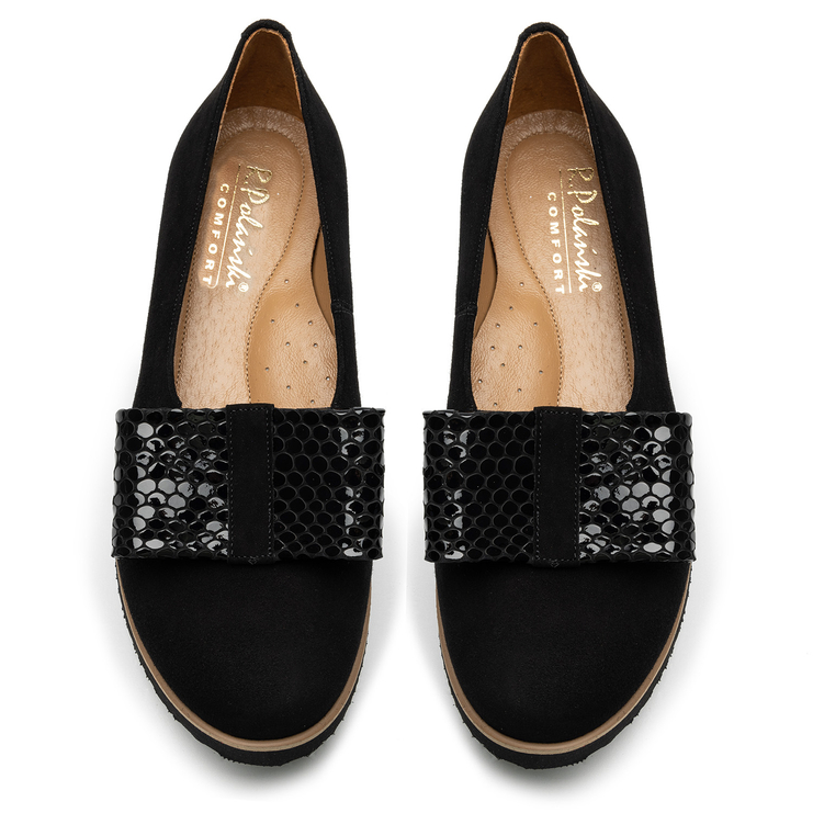 Półbuty R.Polański 1125 - Czarny Zamsz Comfort