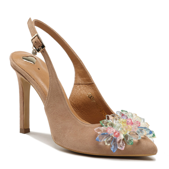 Sandały R.Polański 1018 - Beżowy Zamsz