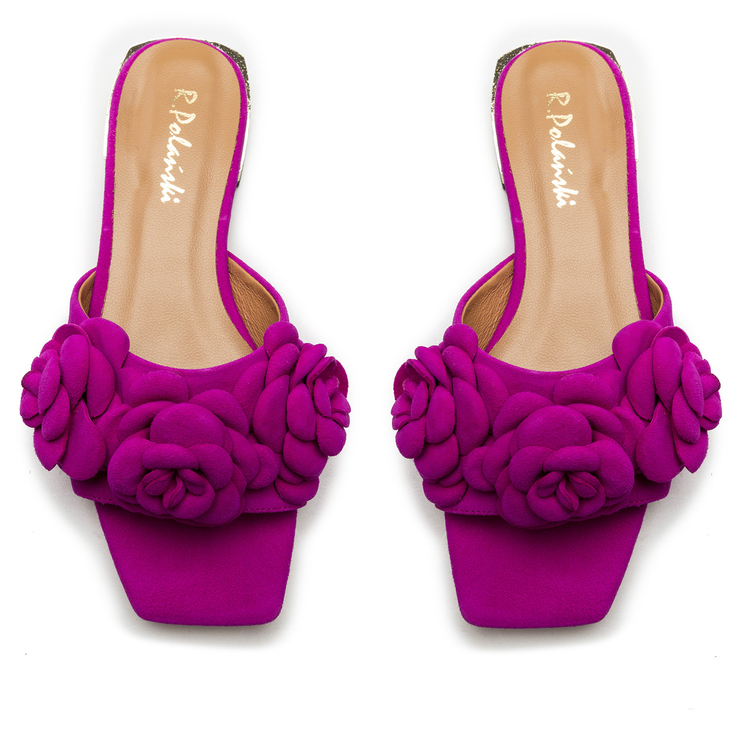 Klapki R.Polański 1281 - Fuksja Zamsz