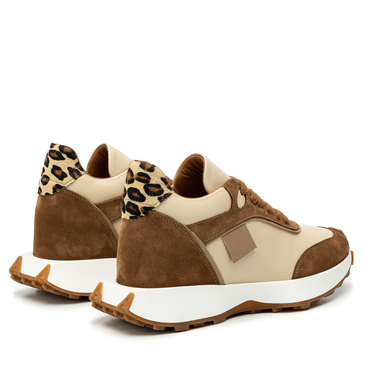 Sneakersy R.Polański 2113 - Beżowy Lico/Brązowy Zamsz