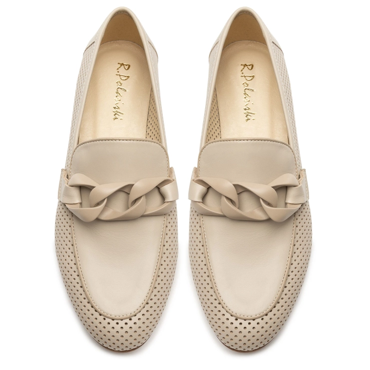 Mokasyny R.Polański 1604 - Beżowy Lico