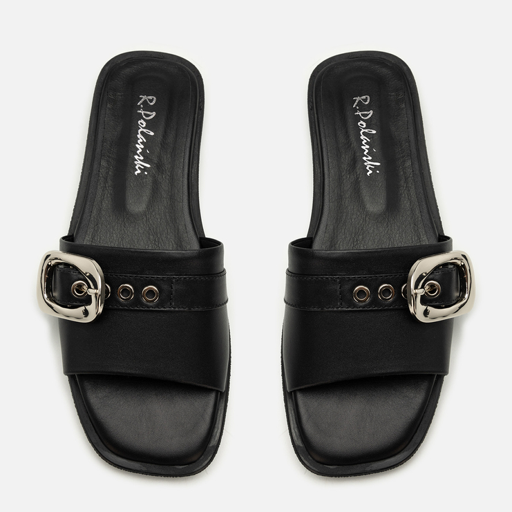 Klapki R.Polański 2201 - Czarny Lico