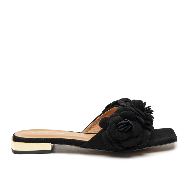 Klapki R.Polański 1281 - Czarny Zamsz