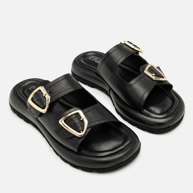 Klapki R.Polański 2131 - Czarny Lico