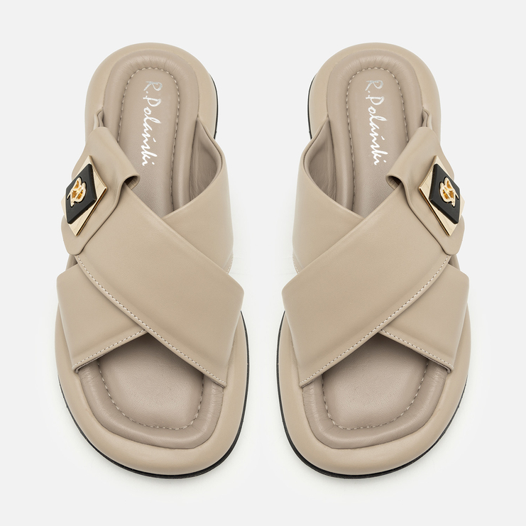 Klapki R.Polański 2127 - Cappuccino Lico