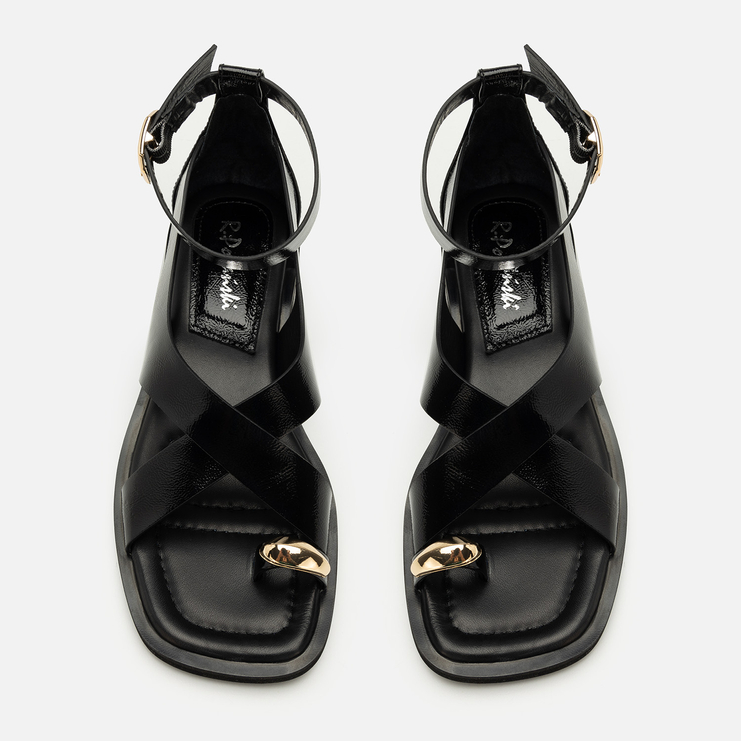 Sandały R.Polański 2183 - Czarny Naplak