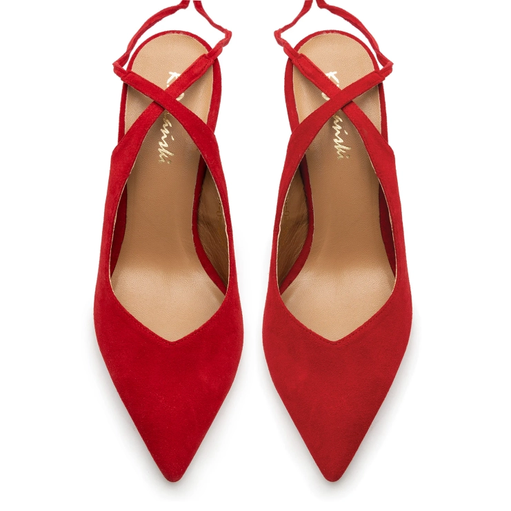 Sandały R.Polański 1421 - Czerwony Zamsz