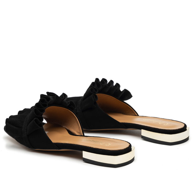 Klapki R.Polański 1282 - Czarny Zamsz