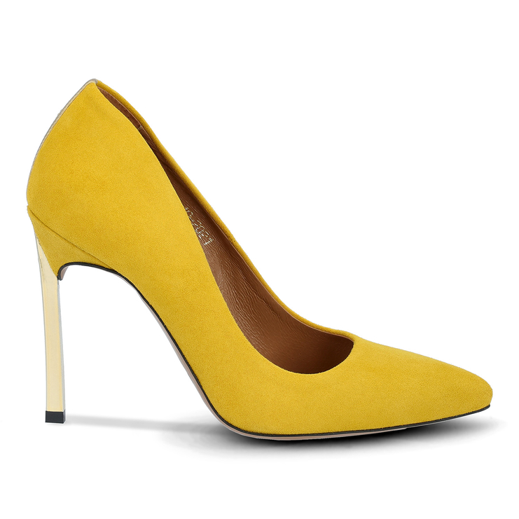 Szpilki 1044 - Żółty Zamsz