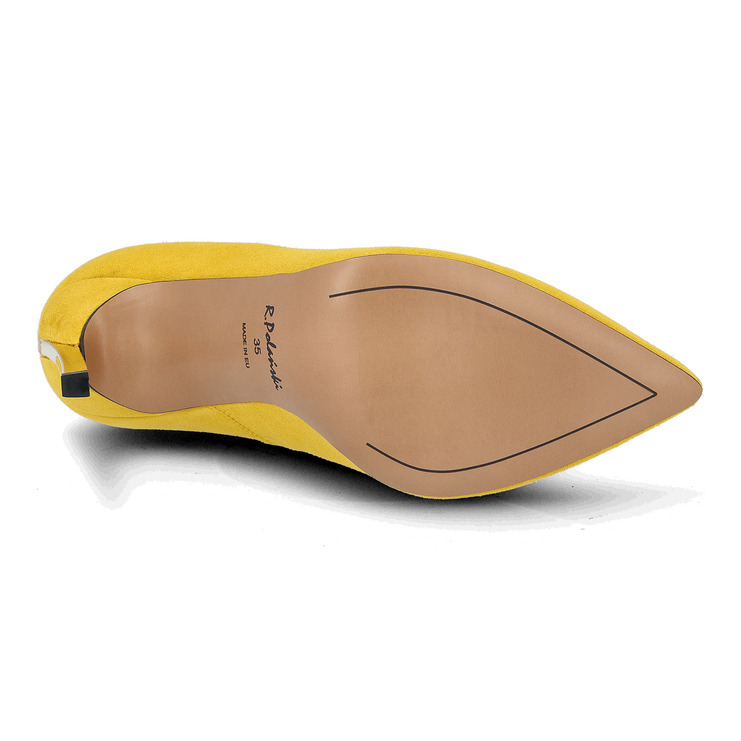 Szpilki 1044 - Żółty Zamsz