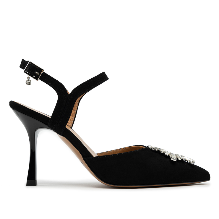 Sandały R.Polański 1419 - Czarny Zamsz