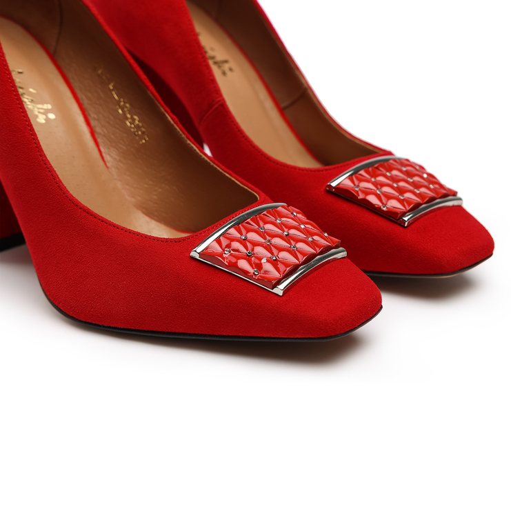 Czółenka 916 - Czerwony Zamsz