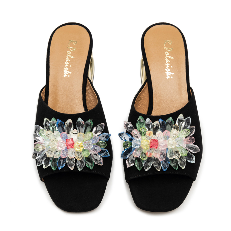 Klapki R.Polański 1021 - Czarny Zamsz