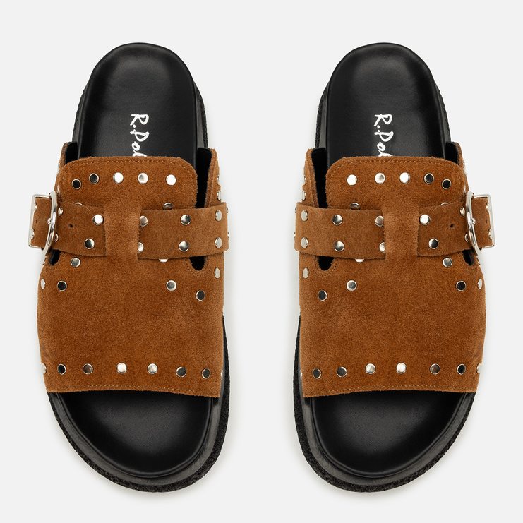 Klapki R.Polański 2160 - Camel Zamsz