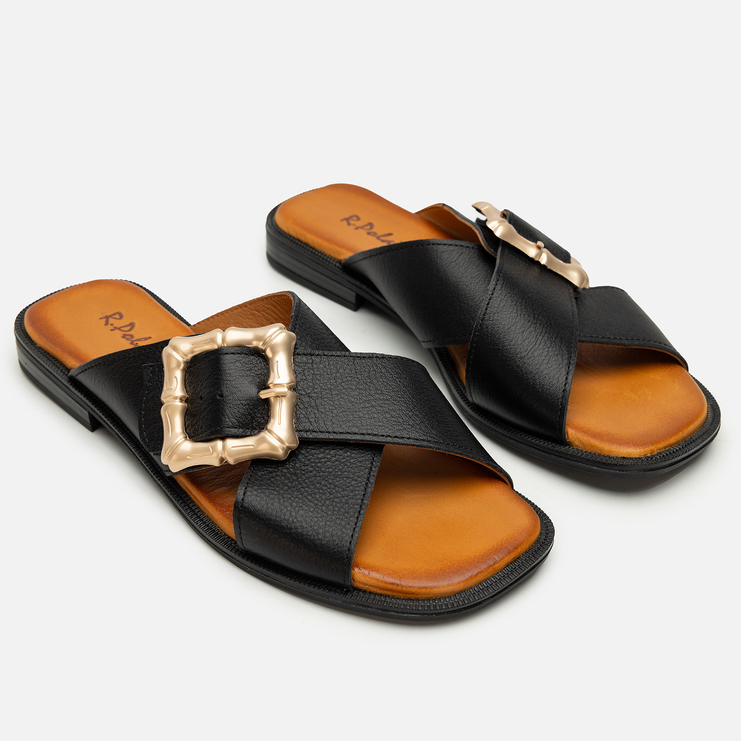 Klapki R.Polański 2152 - Czarny Lico