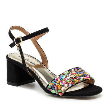 Sandały R.Polański 1123/A - Czarny Zamsz