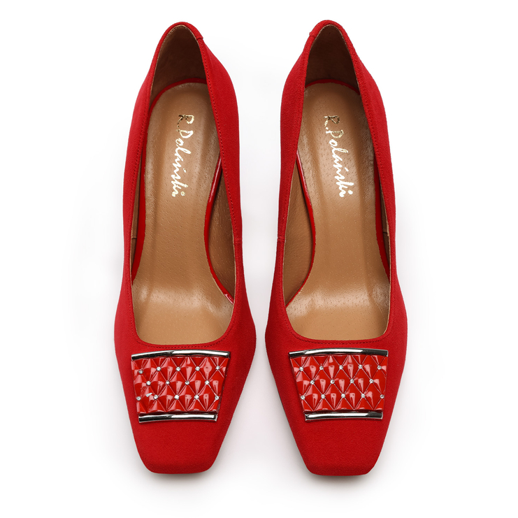 Czółenka 916 - Czerwony Zamsz