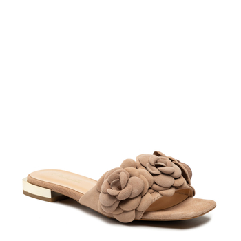 Klapki R.Polański 1281 - Beżowy Zamsz