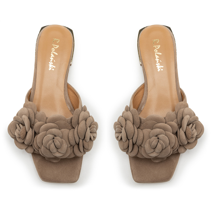 Klapki R.Polański 1281 - Cappuccino Zamsz