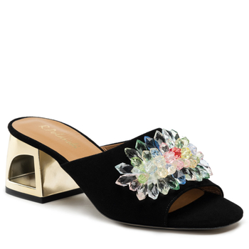 Klapki R.Polański 1021 - Czarny Zamsz