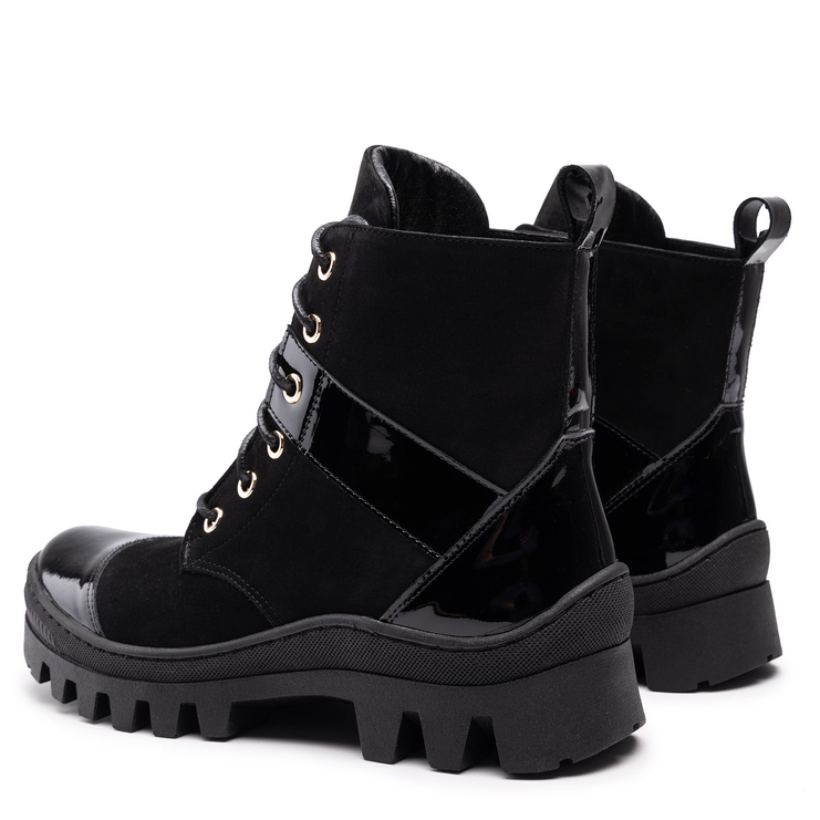 Trapery R.Polański 1207 - Czarny Nubuk/Czarny Lakier