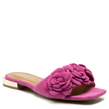 Klapki R.Polański 1281 - Magnolia Zamsz