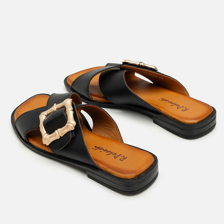 Klapki R.Polański 2152 - Czarny Lico