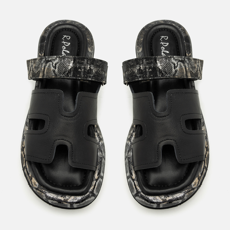 Klapki R.Polański 2137 - Czarny/Snake