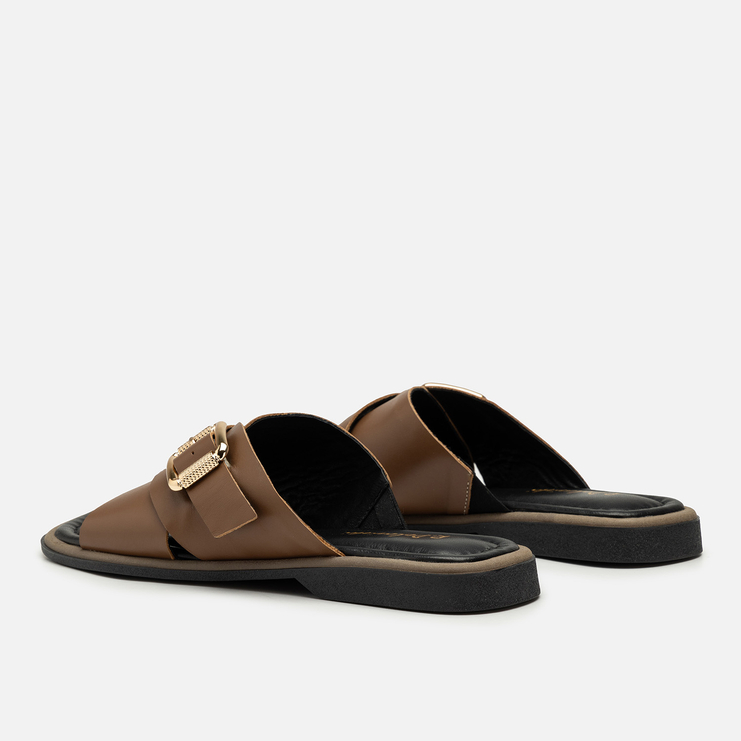 Klapki R.Polański 2205 - Brązowy Lico