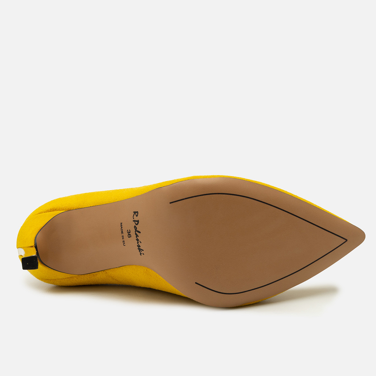 Szpilki 1044 - Żółty Zamsz