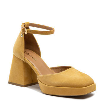 Sandały R.Polański 1454 - Yellow Zamsz