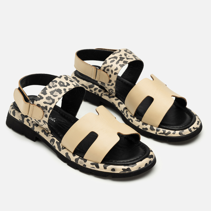 Sandały R.Polański 2209 - Beżowy Lico/Pantera