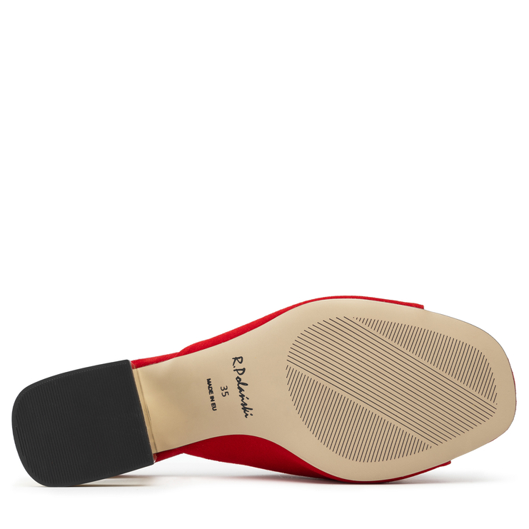 Klapki R.Polański 1021 - Czerwony Zamsz