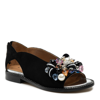 Sandały R.Polański 1661 - Czarny Zamsz