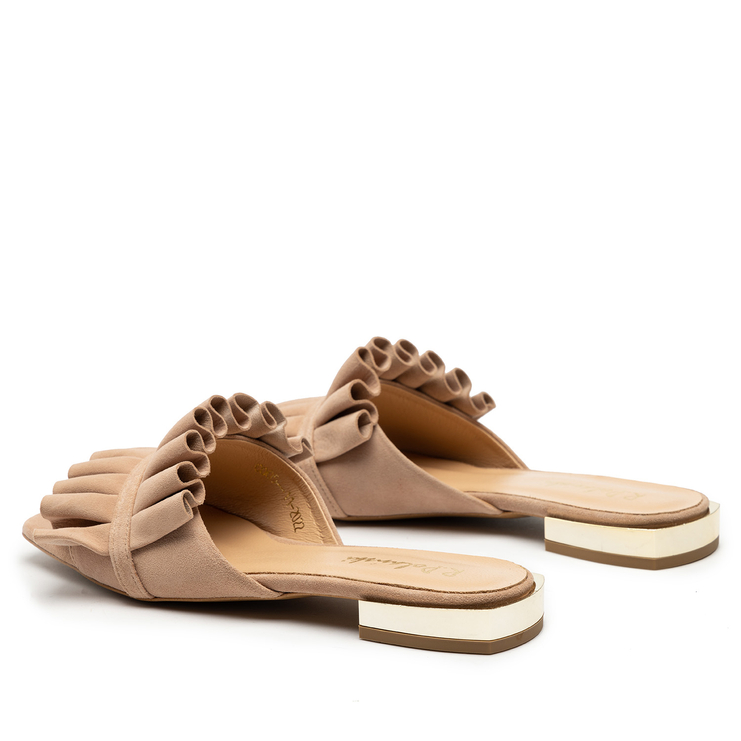 Klapki R.Polański 1282 - Beżowy Zamsz