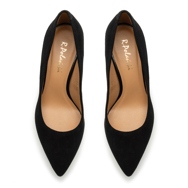 Szpilki R.Polański 847 - Czarny Zamsz