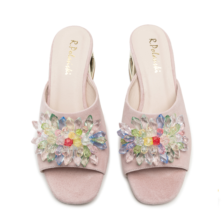 Klapki R.Polański 1021 - Różowy Zamsz