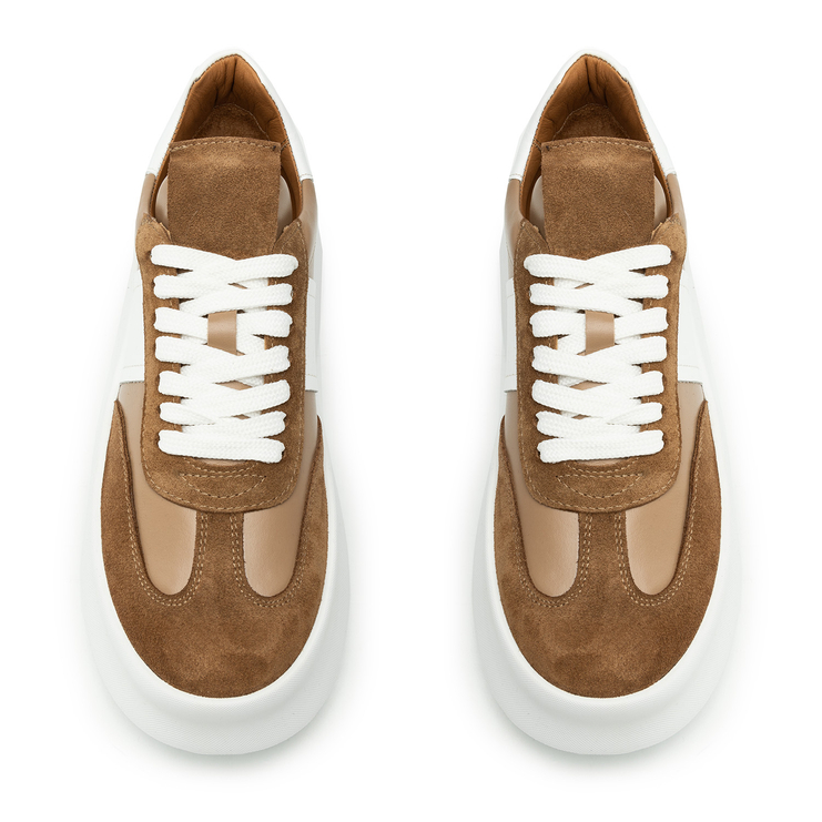 Sneakersy R.Polański 2108 - Beżowy Lico/Brązowy Zamsz